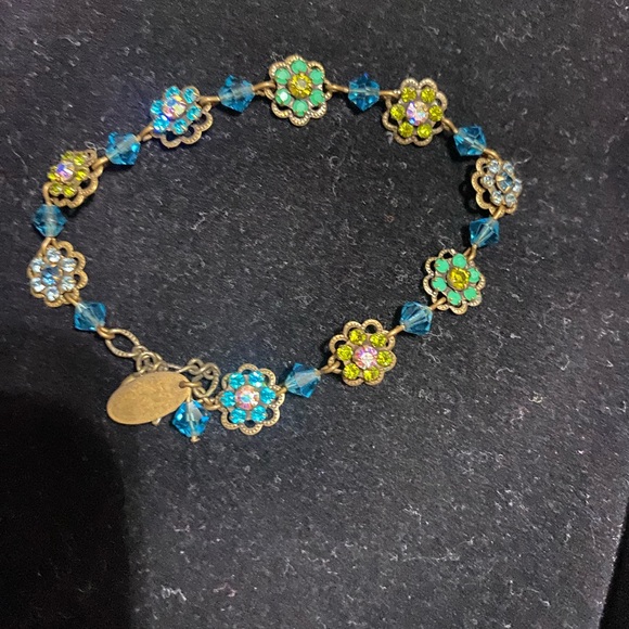 Liz Palacios Floral Charm Bracelet with Blue, Lavender, and Green Accents - Picture 1 of 5